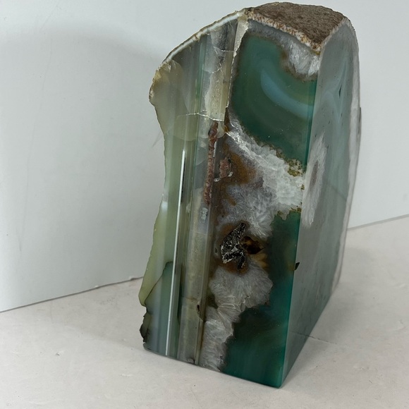 Large Blue/Teal Brazilian Agate Bookend-Perfect for Book/Crystal Lovers- 6”x5” - Picture 3 of 10